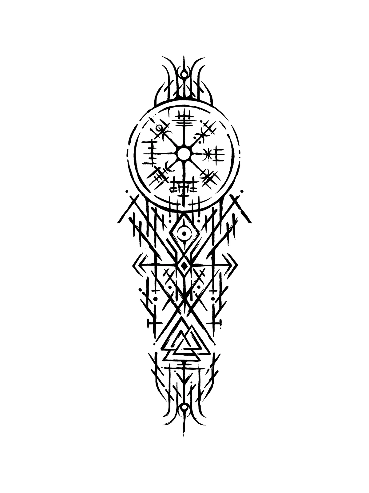 Vegvísir / Valknut, reference artwork